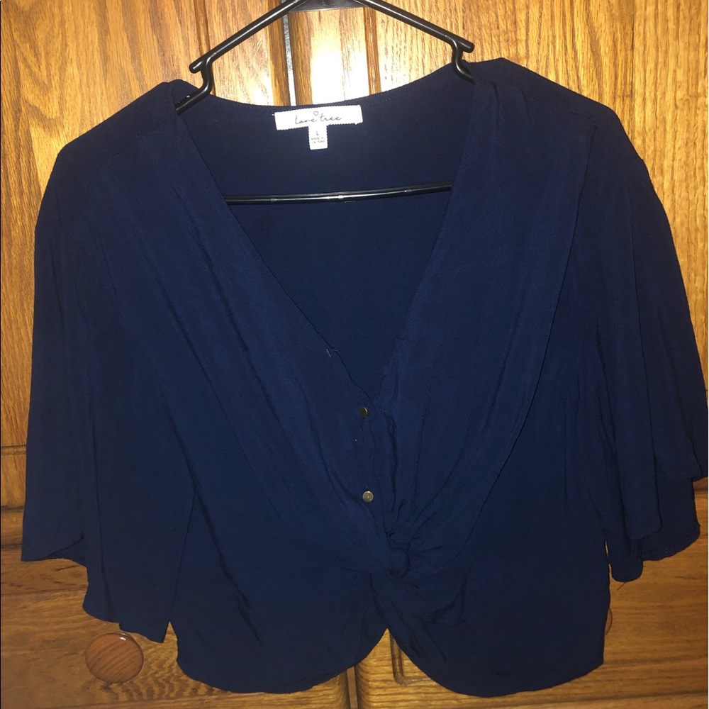 Navy Blue Crop Blouse
